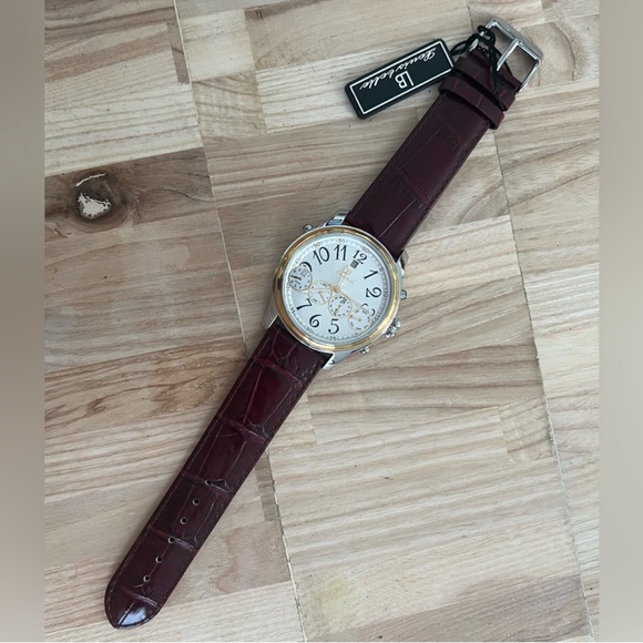 Louis Bolle Men's Automatic Chronograph Style Silver Dial Two-Tone Case Leather - Picture 6 of 14